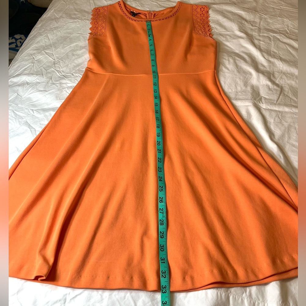 PRICE DROP! Talbots fun orange dress with cute detailed cap sleeves, size SP - Picture 8 of 9